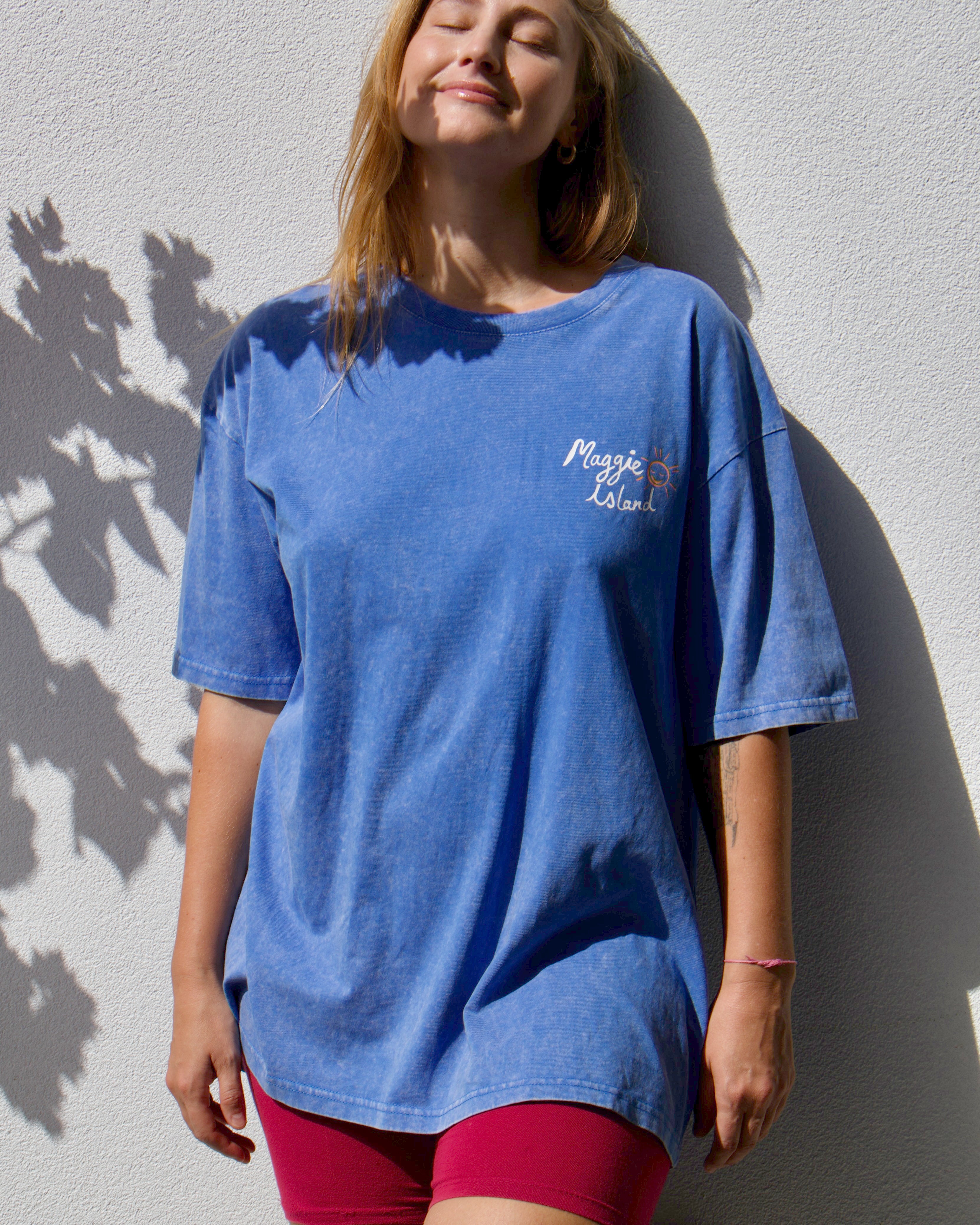 Maggie Island T Shirt Blue Acid Wash