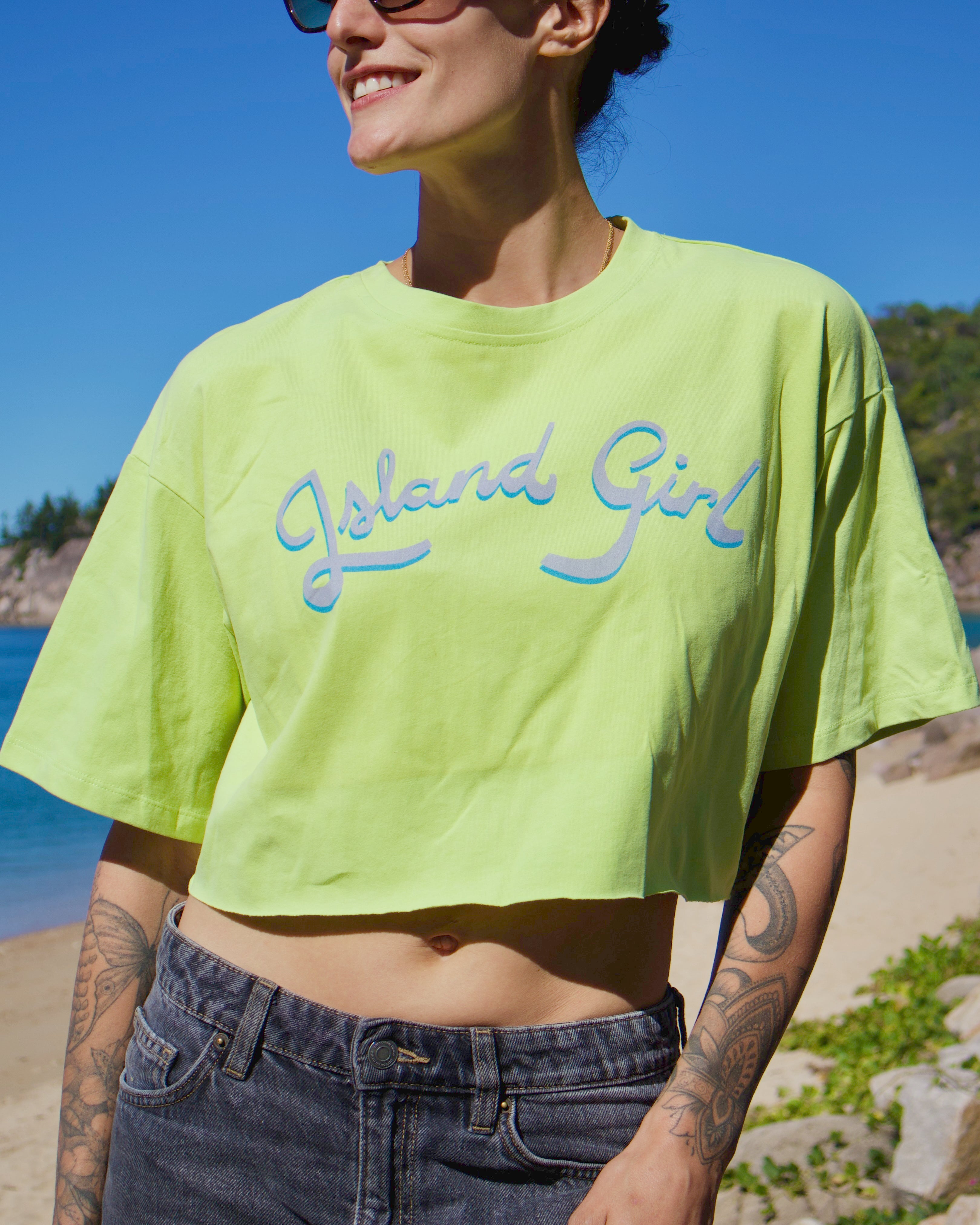 Island Girl Crop T Shirt Lime