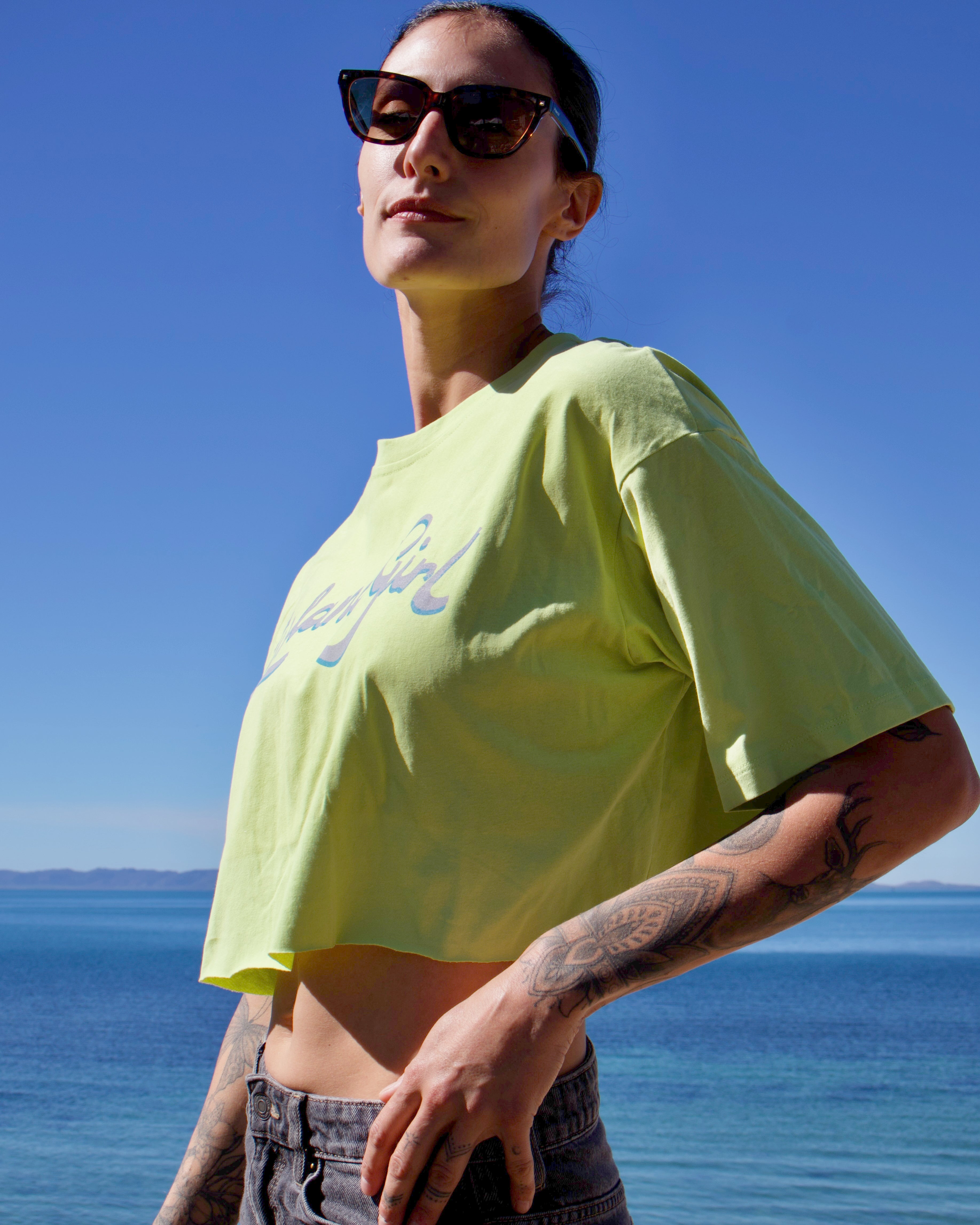 Island Girl Crop T Shirt Lime