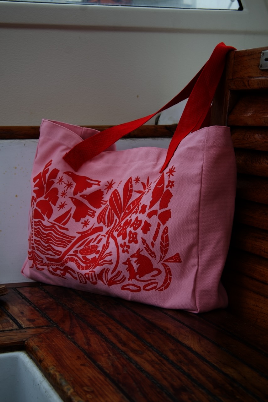 Pink Paradise Screen Printed Canvas Tote Bag