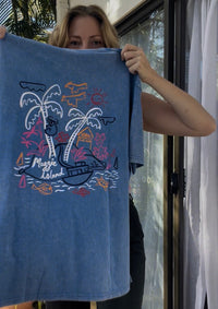 Maggie Island T Shirt Blue Acid Wash
