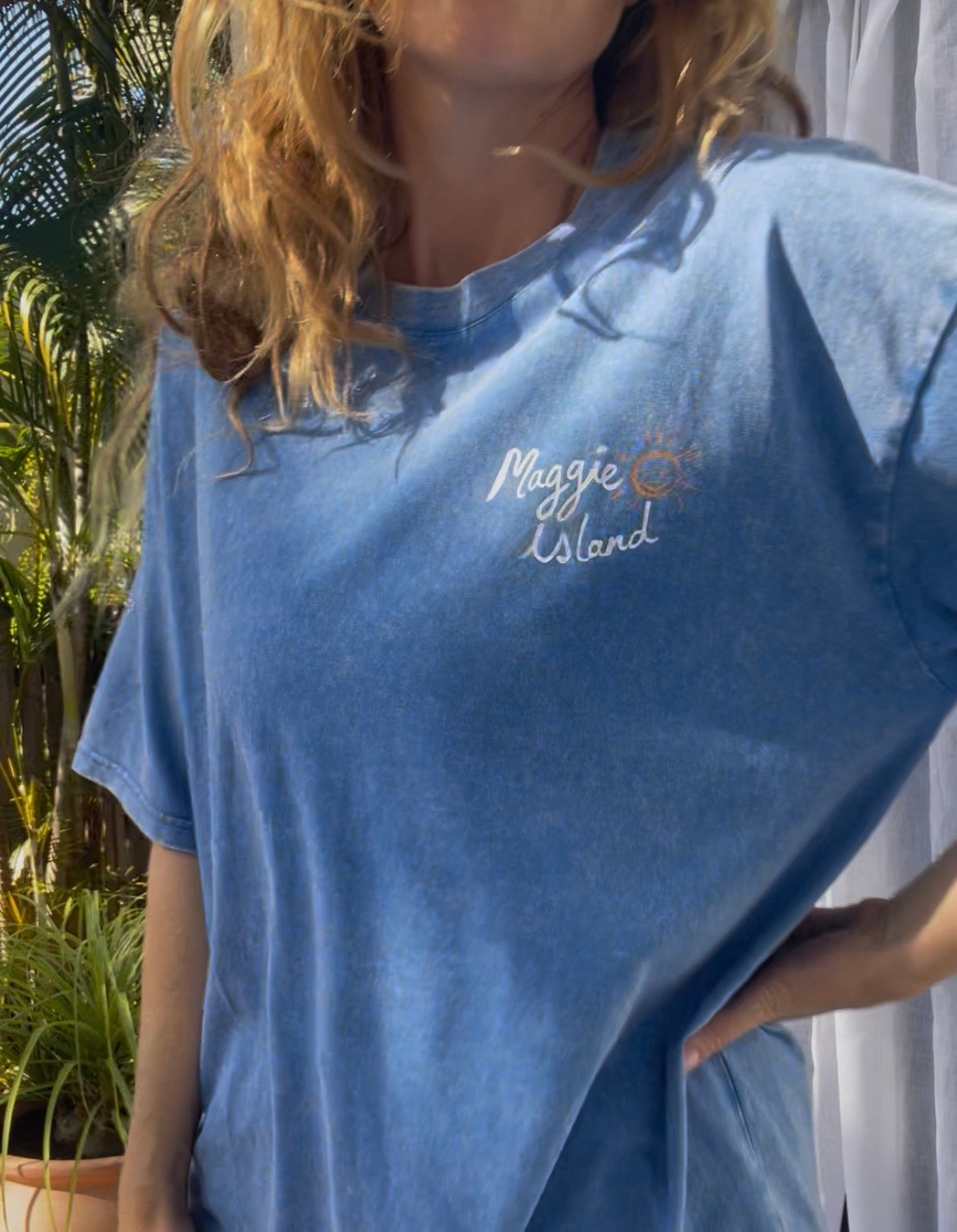 Maggie Island T Shirt Blue Acid Wash