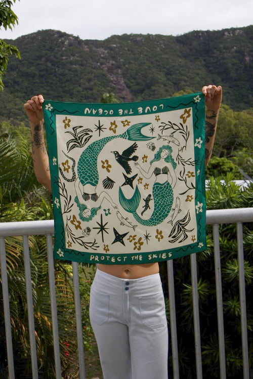 Green Mermaid Silk Scarf
