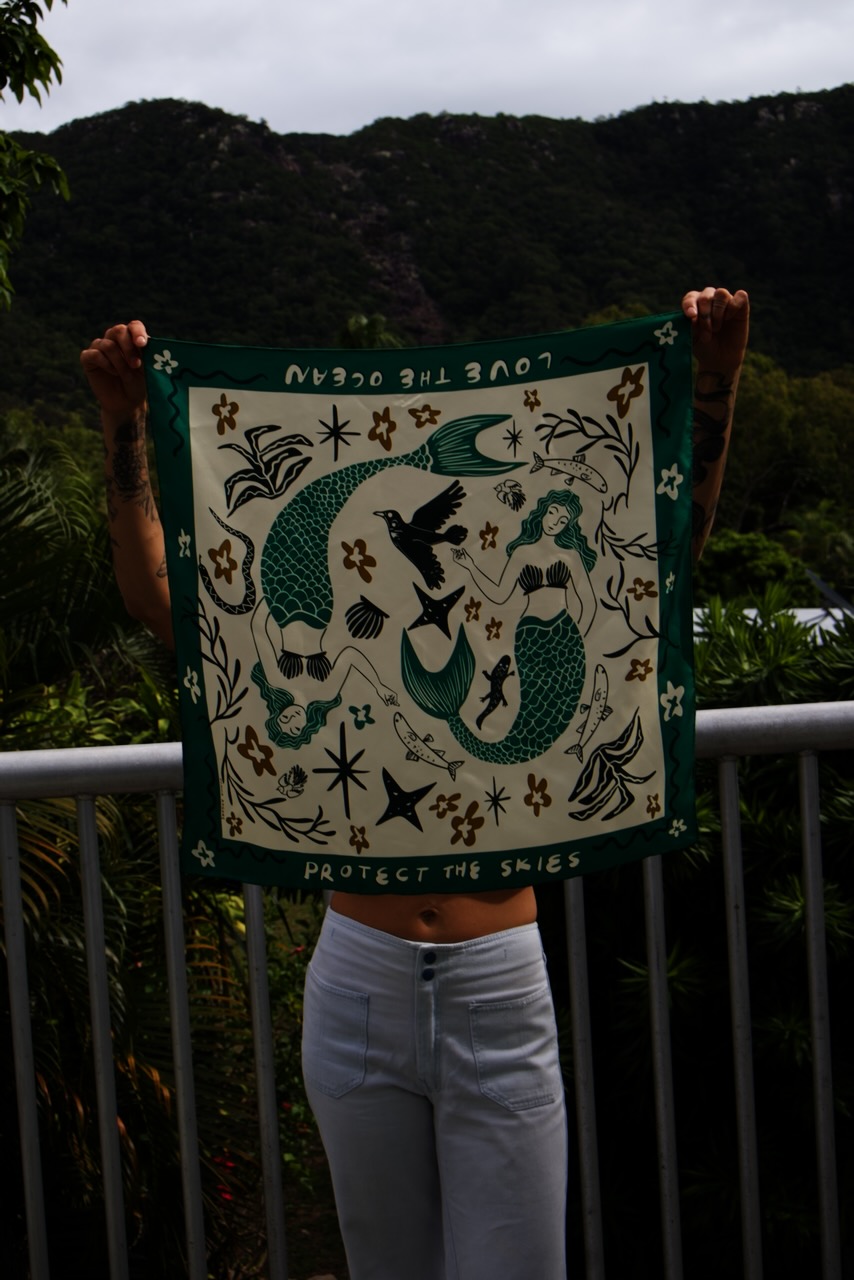 Green Mermaid Silk Scarf