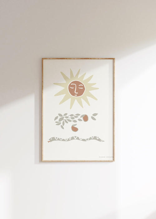 Sun Mangoes Snake Art Print